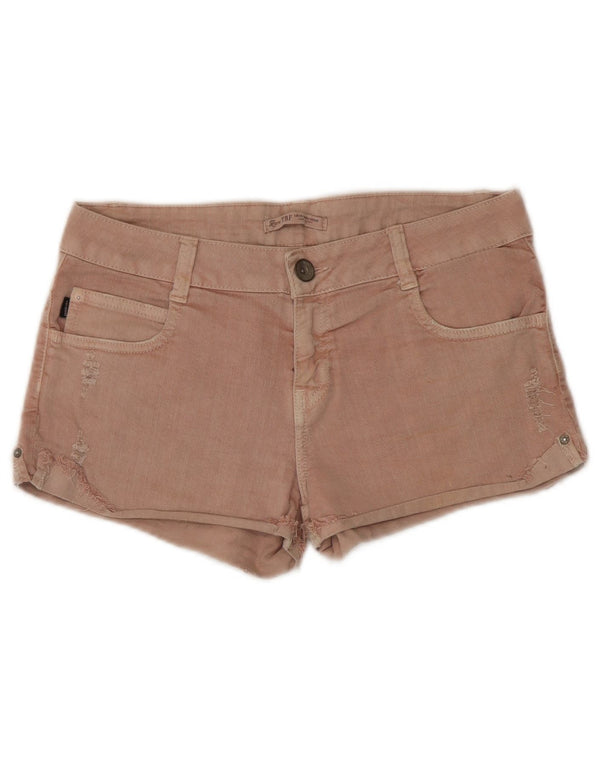 Zara Dame Trafaluc Denim Shorts EU 38 Small W28 Pink Bomuld