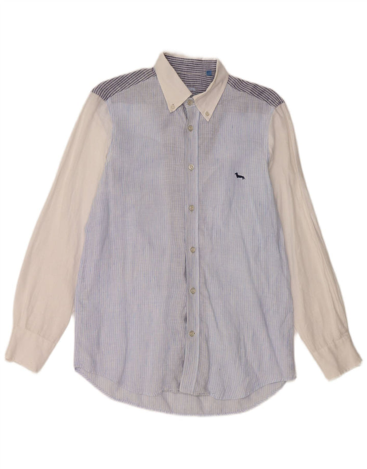 Harmont & Blaine Herre Regular Fit-skjorte, lille blå Colourblock-linned