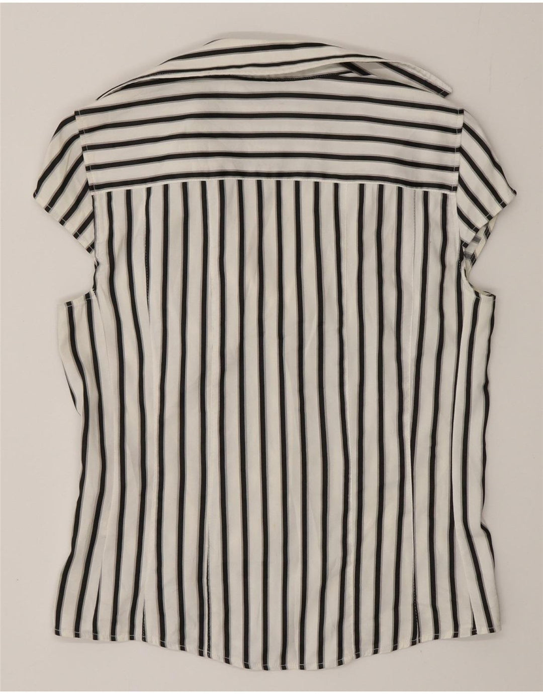 Zara Kortærmet skjortebluse til kvinder UK 12 Medium Hvidstribet