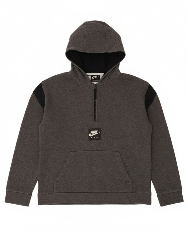Nike Boys Air Zip Neck hættetrøje Jumper 13-14 år XL Grå Colourblock Bomuld