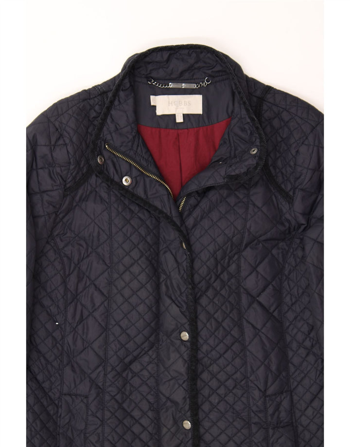 HOBBS Womens Quilted Overcoat UK 12 Medium Navy Blue Polyamide Vintage Hobbs and Second-Hand Hobbs from Messina Hembry 