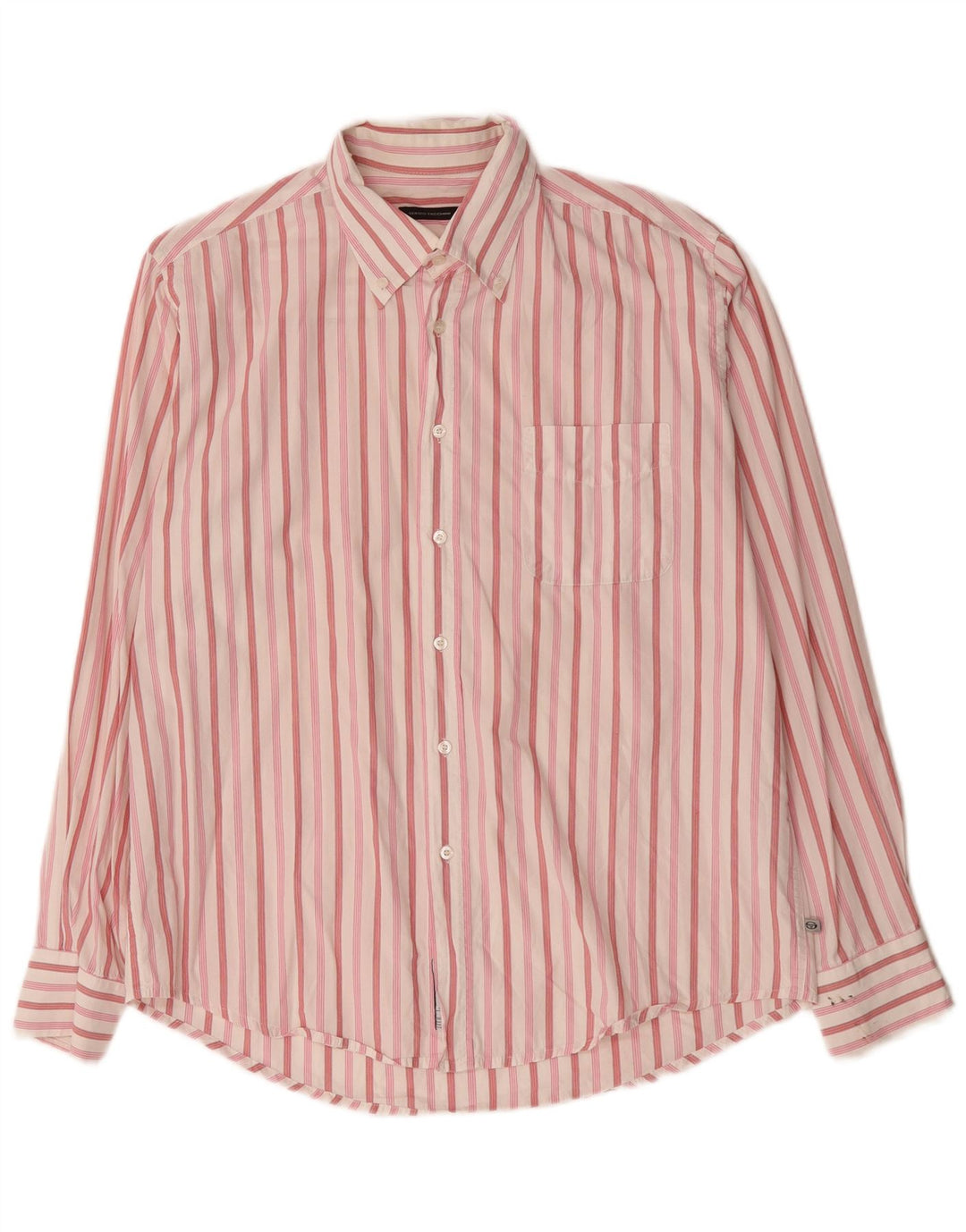 Sergio Tacchini herreskjorte stor pink stribet bomuld
