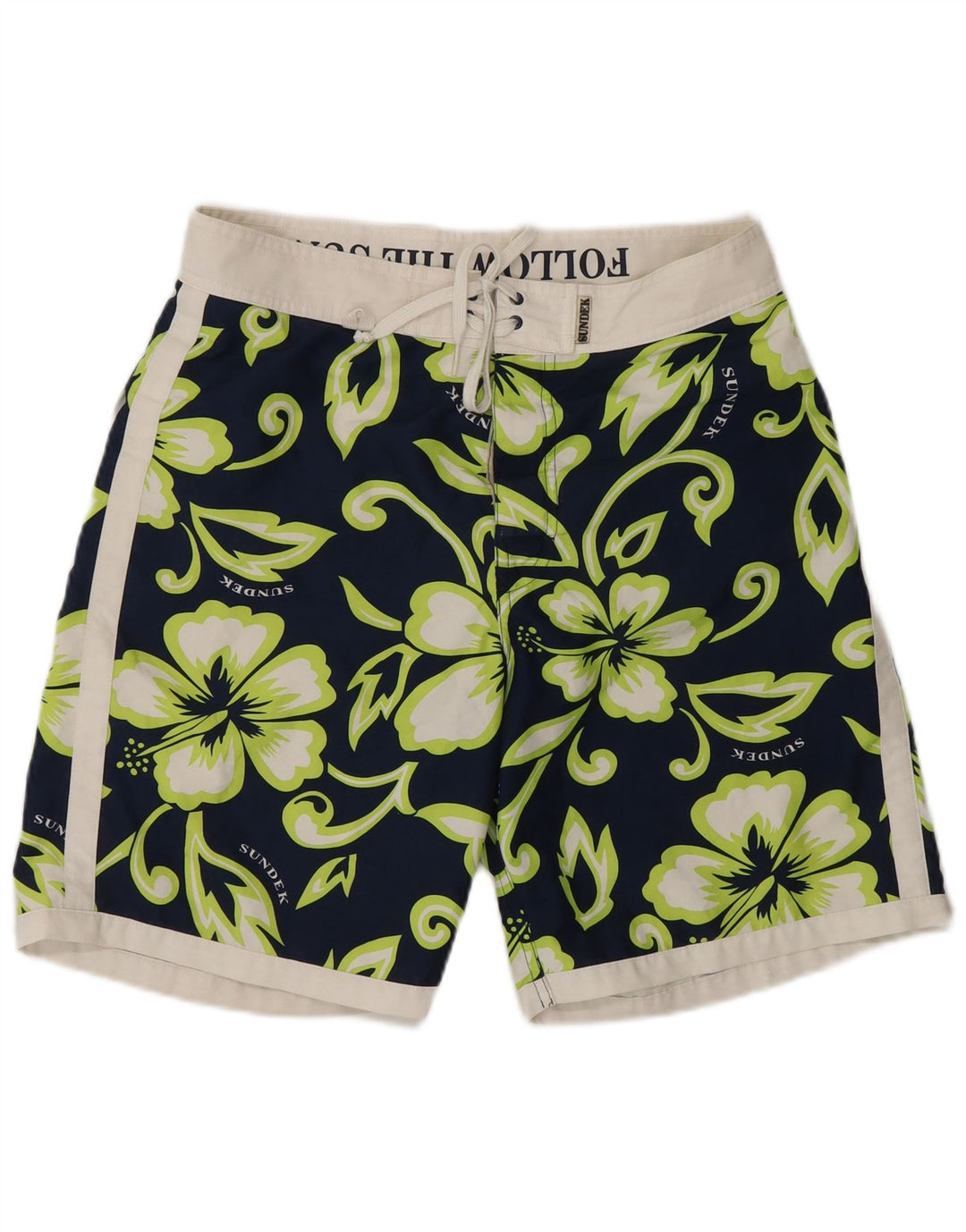 Sundek Herre grafiske svømmeshorts Medium Navy Blue Floral Polyester