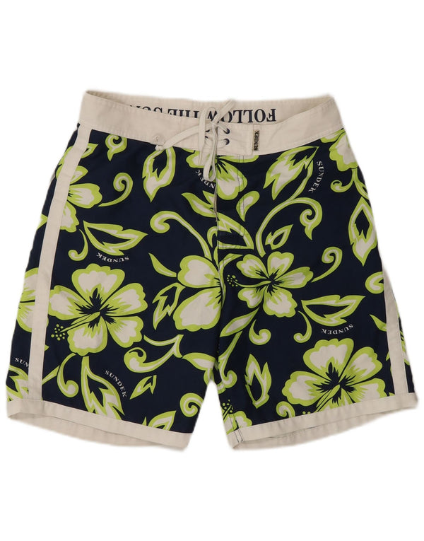 Sundek Herre grafiske svømmeshorts Medium Navy Blue Floral Polyester