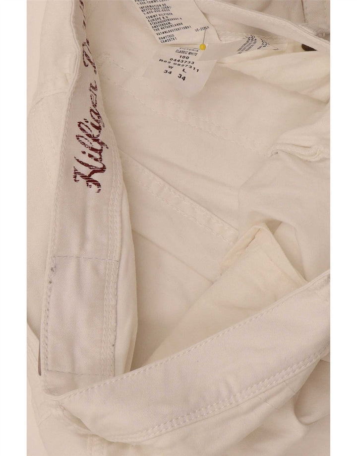 Tommy Hilfiger Herre Slim Jeans W34 L34 Hvid Bomuld