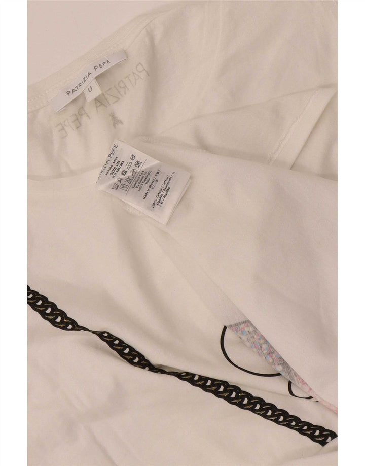 Patrizia Pepe Kvinders Grafisk Vest Top One Size Hvid Bomuld