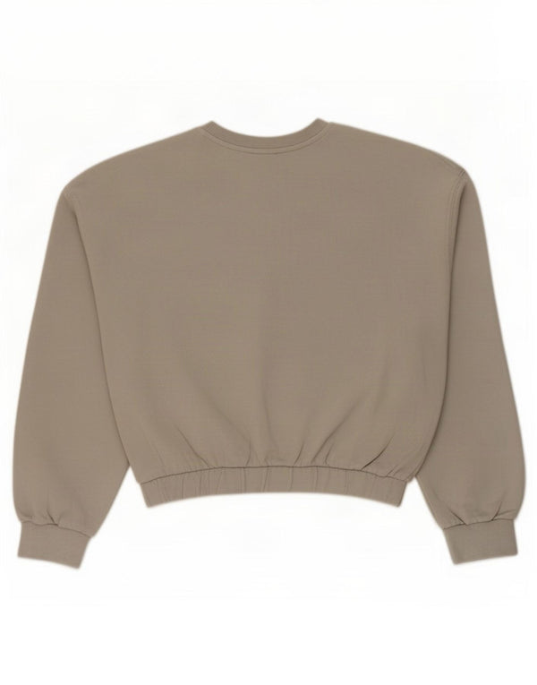 Zara Womens Crop Sweatshirt Jumper UK 16 Large Grå Bomuld