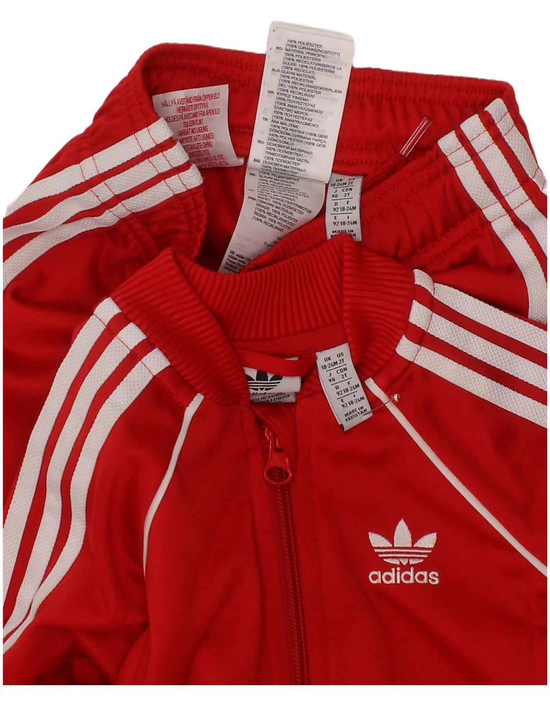 ADIDAS Baby Piger Træningsdragt Bukser 18-24 Måneder Rød Polyester