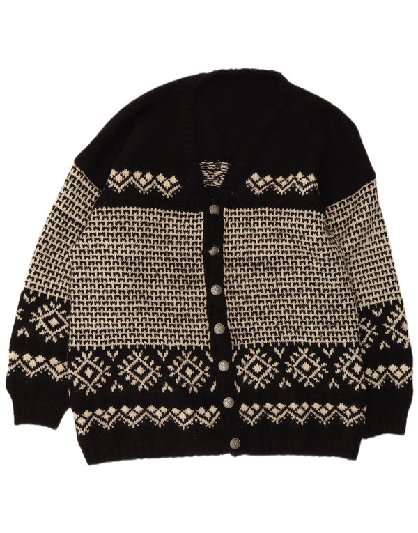 Vintage herre cardigan sweater XL Black Fair Isle