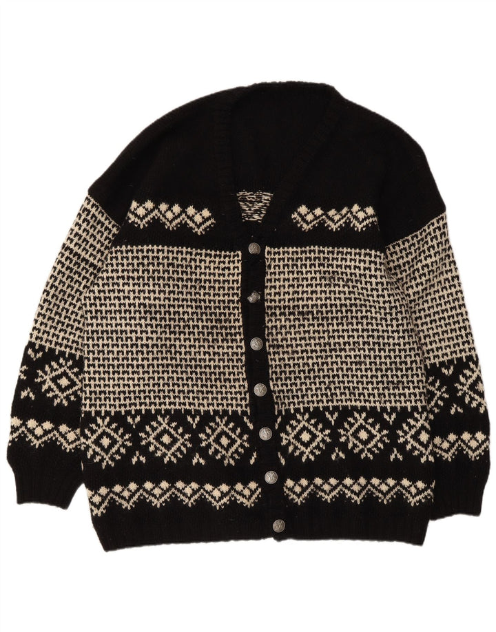 Vintage herre cardigan sweater XL Black Fair Isle