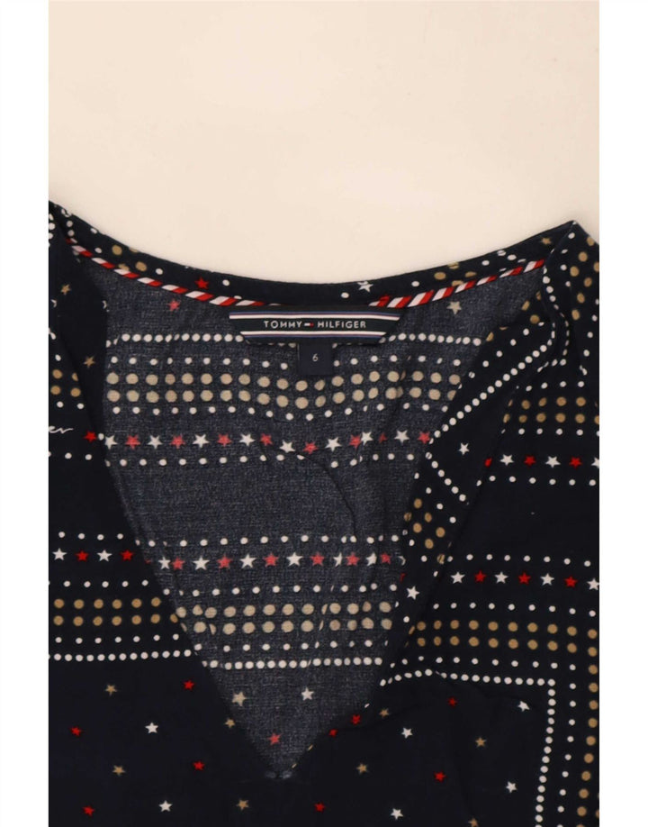 Tommy Hilfiger Damebluse Top US 6 Medium Navy Blue Plettet