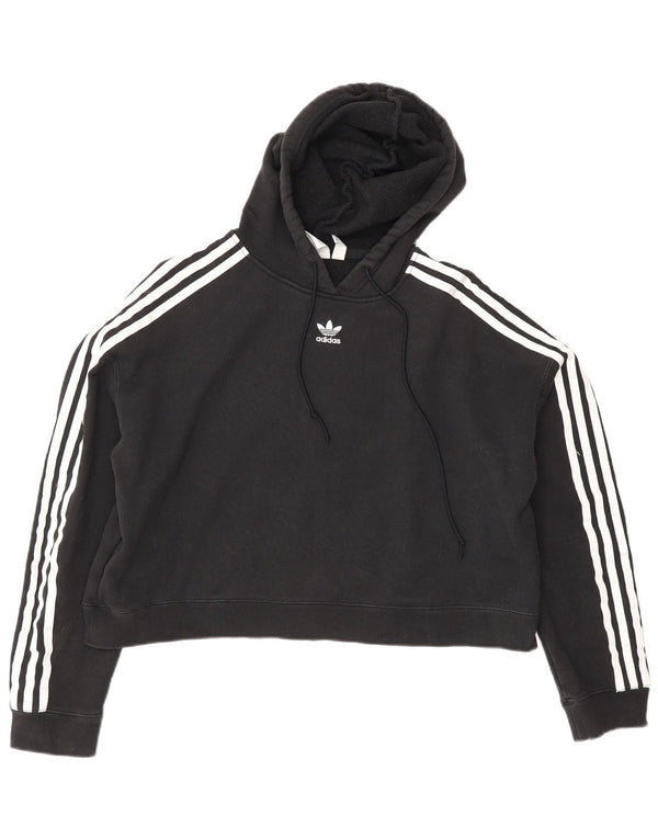 Adidas Dame Oversized Hoodie Jumper UK 12 Medium Sort Bomuld