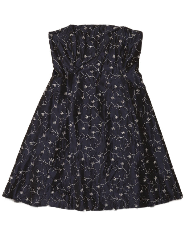 Gina Bacconi Dame Stropløs Kjole UK 14 Medium Navy Blue Floral