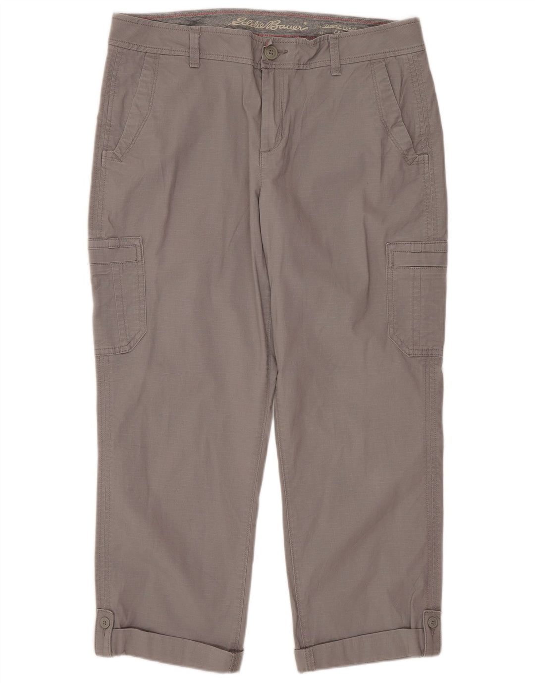 Eddie Bauer Dame Cropped Trousers US 10 Large W34 L24 Grå Bomuld