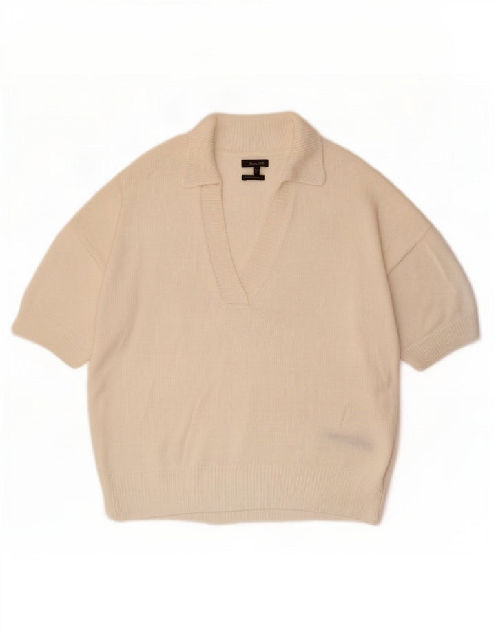Massimo Dutti Dame Polo Neck Jumper Sweater UK 16 Large White