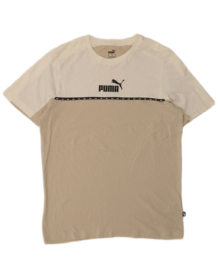 Puma Herre grafisk T-shirt Top Medium Beige Colourblock Bomuld