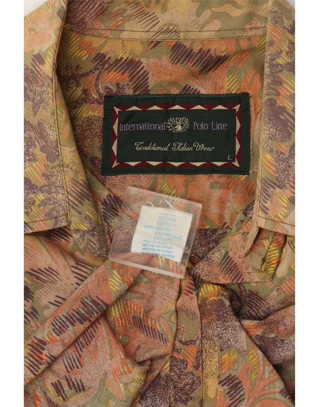 Vintage kortærmet herreskjorte Stor flerfarvet Paisley Bomuld