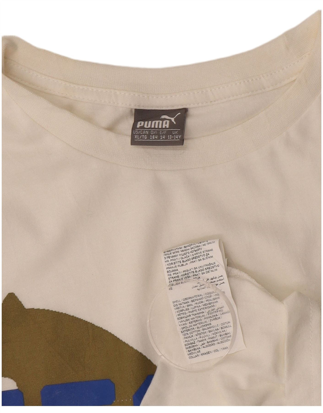 PUMA drenge grafisk t-shirt top 13-14 år hvid bomuld