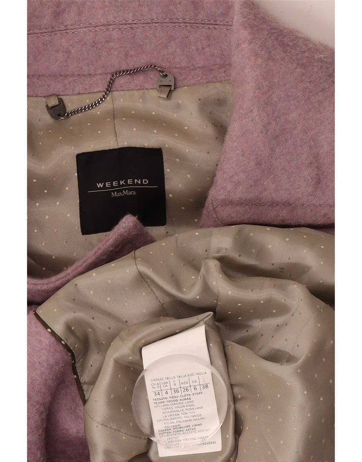 Max Mara Dame Weekend Oversized Trench Coat UK 6 XS Pink Virgin Wool