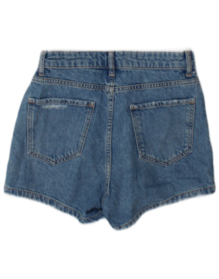 Zara Womens Distressed Denim Shorts XS W24 Blå Bomuld