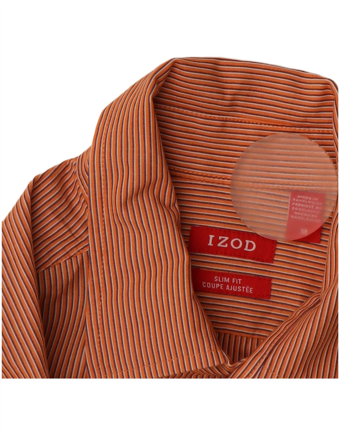IZOD Slim Fit skjorte til mænd, medium orange nålestribet bomuld