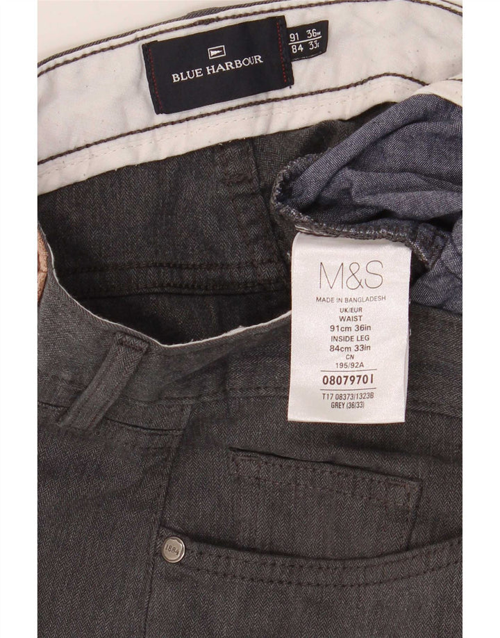 Marks & Spencer Herre Blue Harbor Straight Casual Bukser W36 L33 Grå