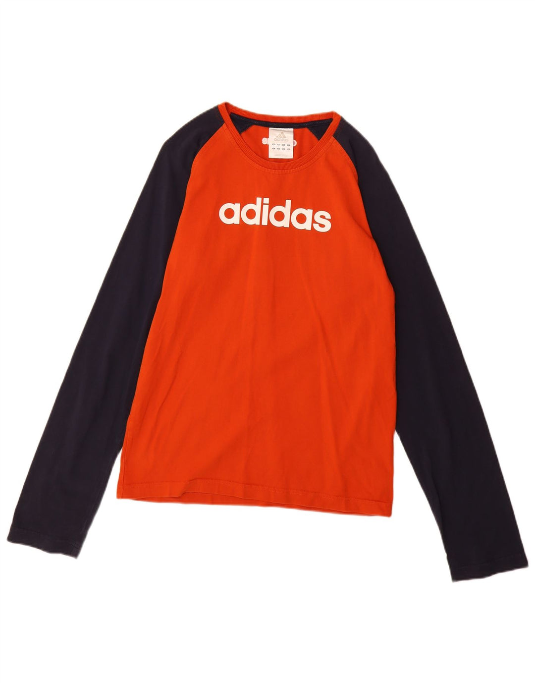 ADIDAS Mens Graphic Top Long Sleeve Small Orange Colourblock Cotton