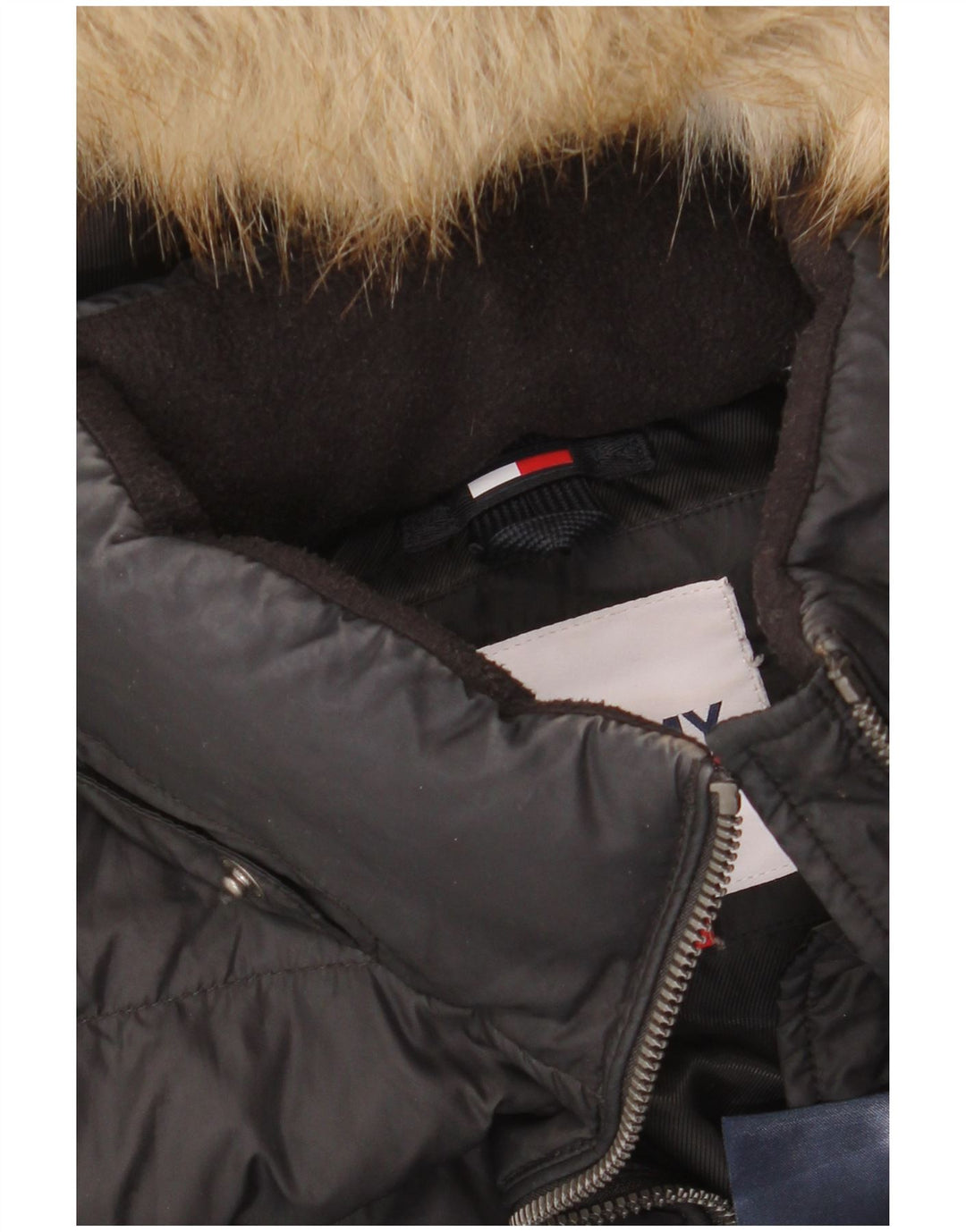 Tommy Hilfiger Dame Hætte Polstret Frakke UK 10 Small Black Polyester