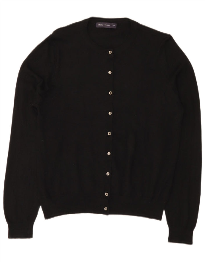 Marks & Spencer Dame Cardigan Sweater UK 14 Stor Sort Viscose
