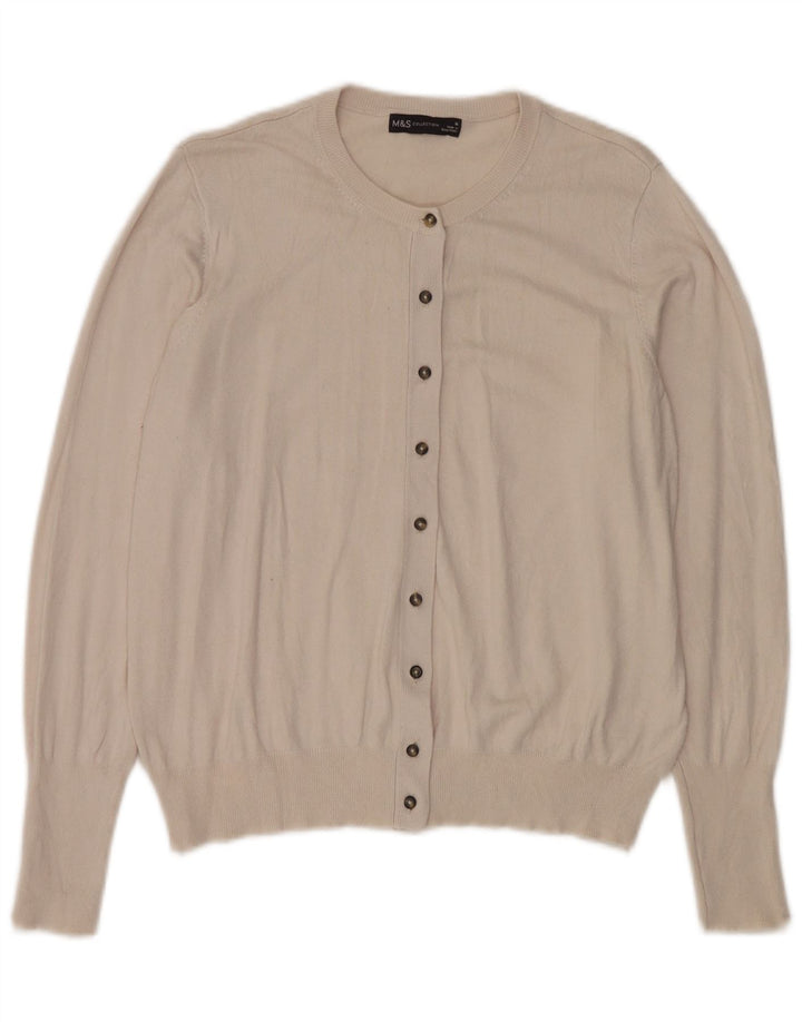 Marks & Spencer Dame Cardigan Sweater UK 16 Stor Beige Viscose