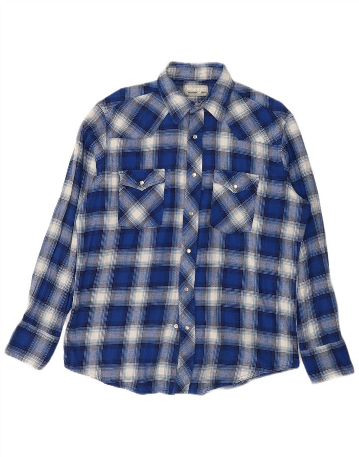 Wrangler Flanelskjorte til mænd, stor blå ternet