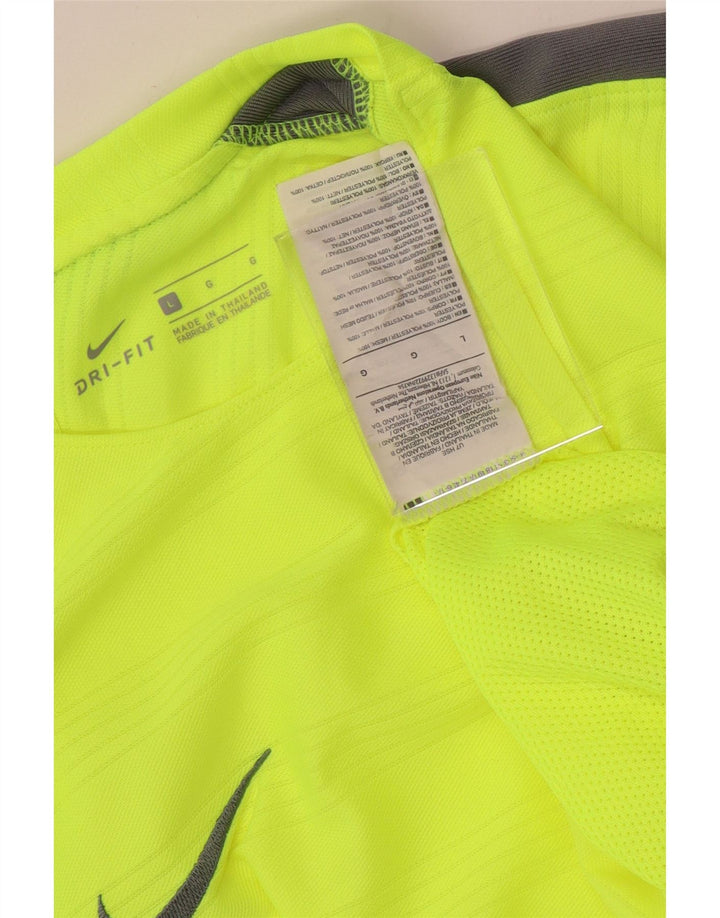 Nike Herre Dri Fit T-Shirt Top Stor Grøn Colourblock Polyester