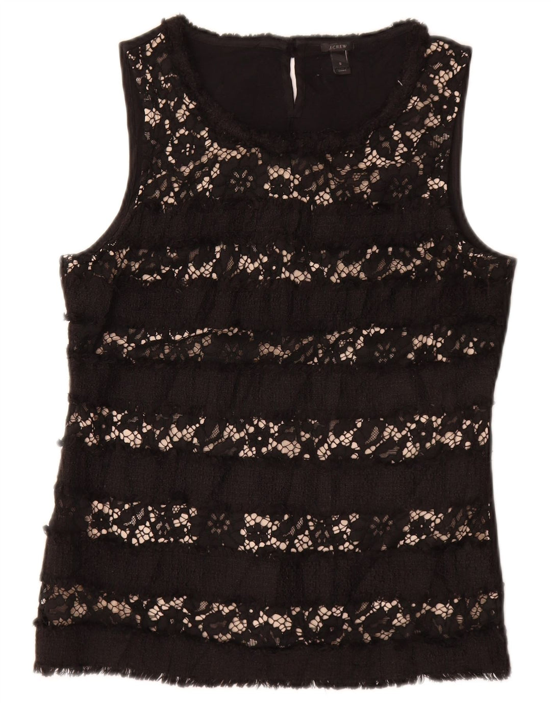 J. CREW Dame ærmeløs bluse Top UK 10 Small Black Floral Viscose