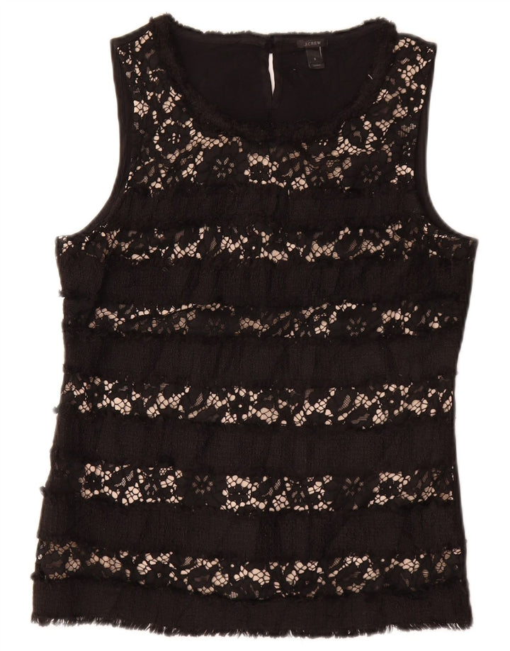 J. CREW Dame ærmeløs bluse Top UK 10 Small Black Floral Viscose