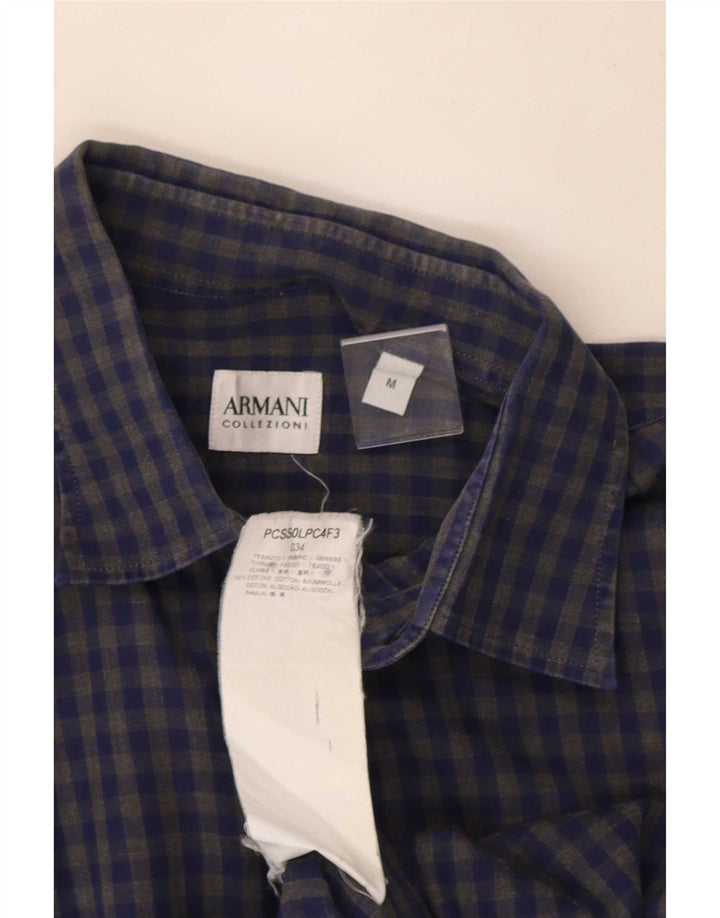 Armani Collezioni Herreskjorte Medium Blue Gingham Cotton
