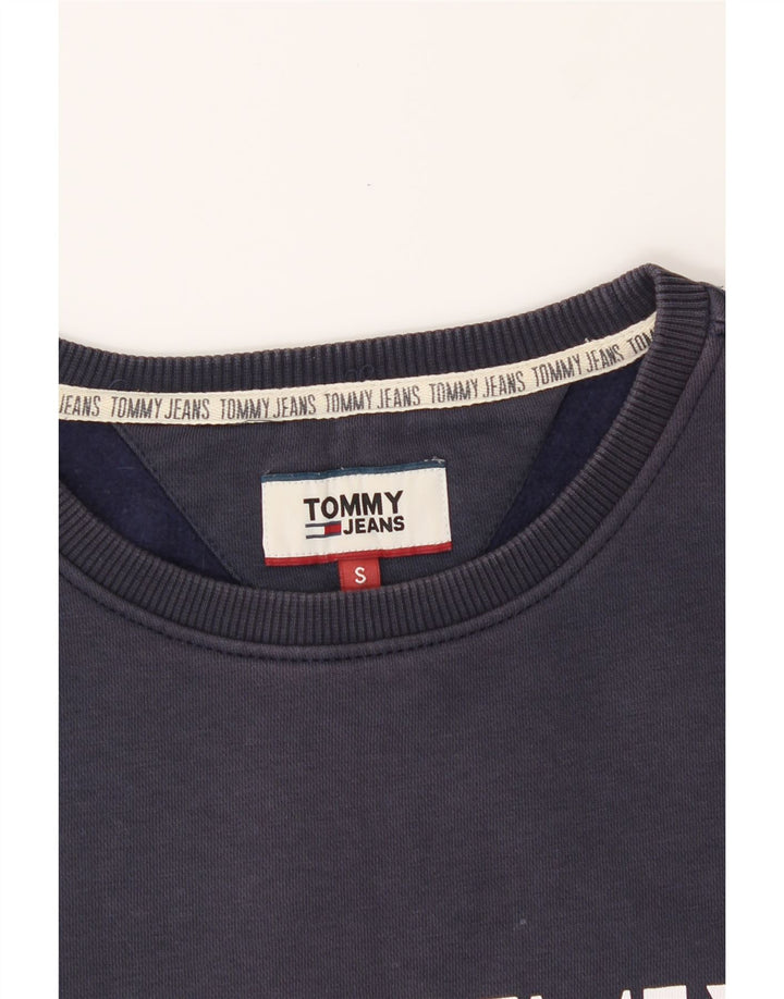 TOMMY HILFIGER Mens Graphic Sweatshirt Jumper Small Navy Blue Cotton Vintage Tommy Hilfiger and Second-Hand Tommy Hilfiger from Messina Hembry 