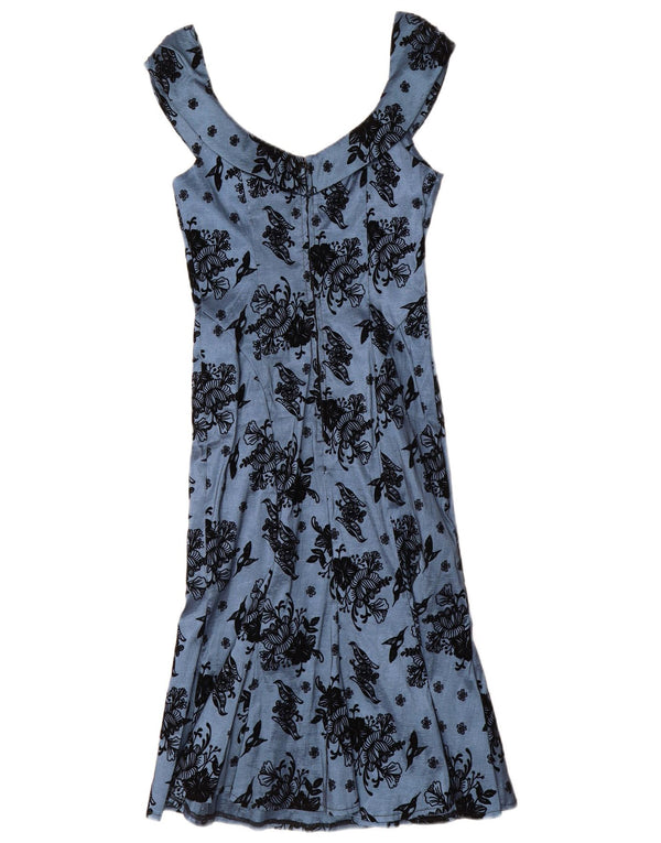 Voodoo Vixen Kvinder Off Shoulder Kjole UK 12 Medium Blue Floral Nylon