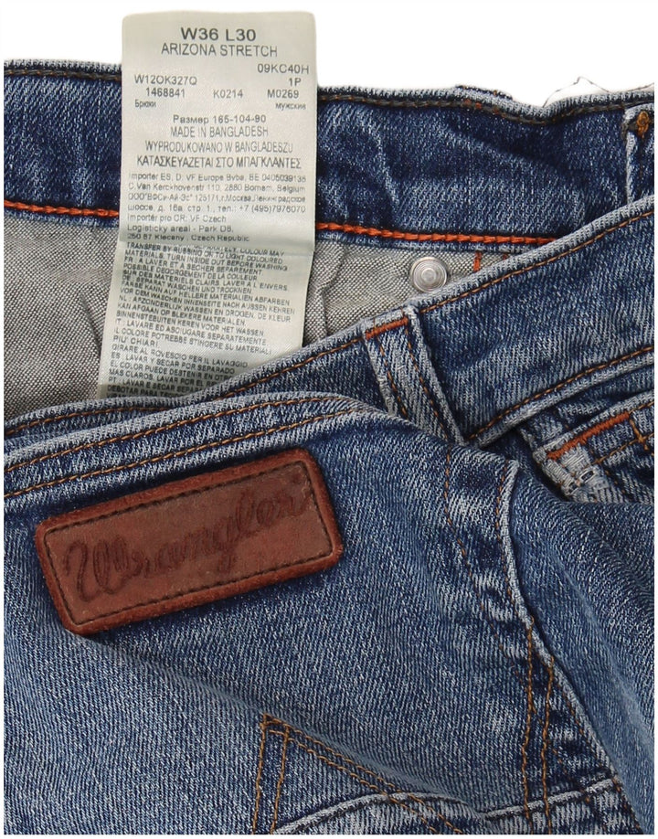 WRANGLER Herre Arizona Stretch Straight Jeans W36 L30 Blå Bomuld