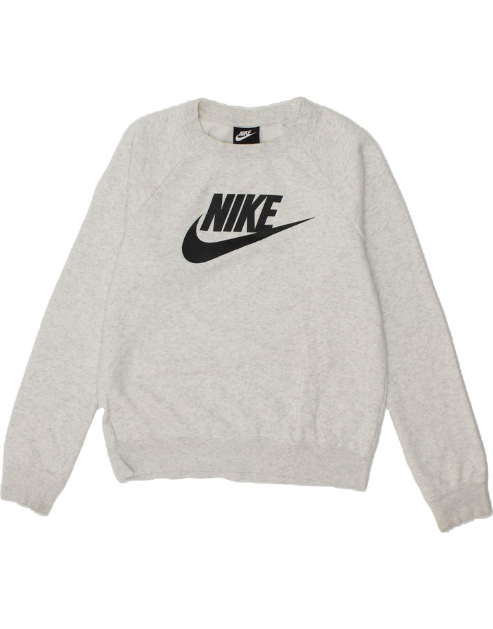 NIKE Womens Oversized Graphic Sweatshirt Jumper UK 6 XS Grey Cotton Vintage Nike and Second-Hand Nike from Messina Hembry 