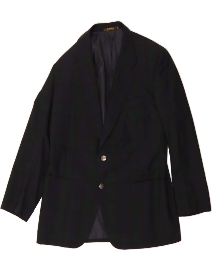 BALLANTYNE Mens 2 Button Blazer Jacket IT 52 XL Navy Blue Check Wool Vintage Ballantyne and Second-Hand Ballantyne from Messina Hembry 