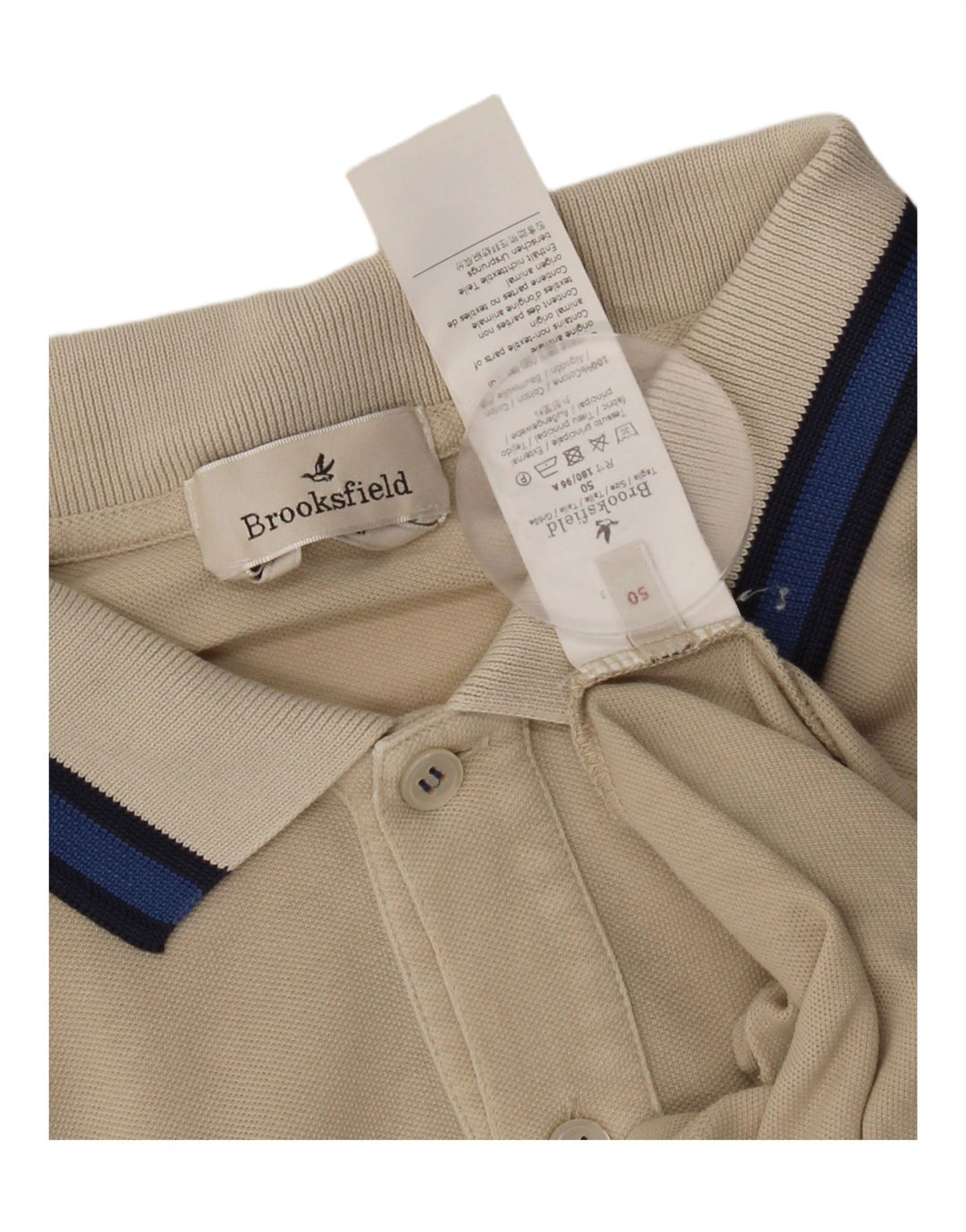 Brooksfield Polo Shirt til mænd IT 50 Medium Beige Colourblock Bomuld