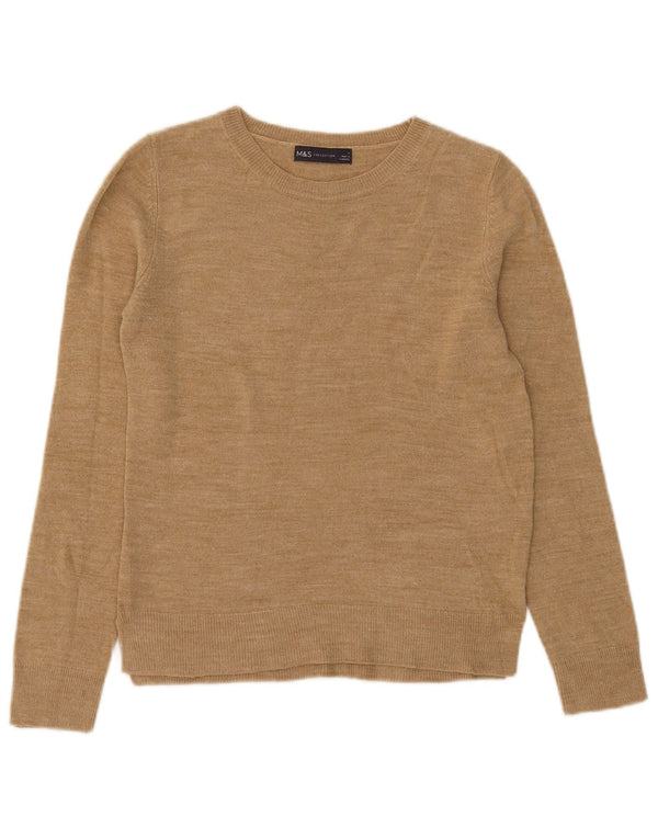 Marks & Spencer Dame Boat Neck Jumper Sweater UK 8 Small Beige Acryl