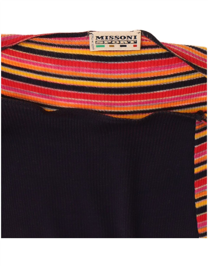 Missoni kvinders abstrakt mønster Maxi-kjole UK 4 XS marineblå stribet bomuld