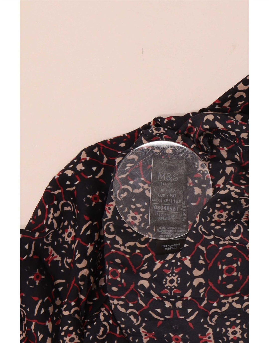 Marks & Spencer kvinders abstrakt mønster bluse Top UK 22 3XL Navy Blue