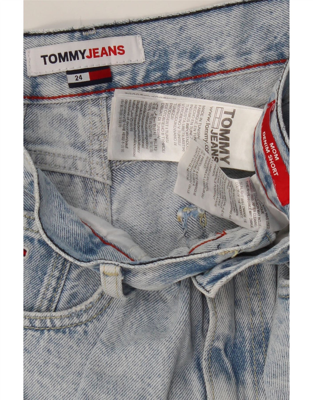 TOMMY HILFIGER Kvinders mor nødlidende denimshorts med høj talje W24 XS Blå