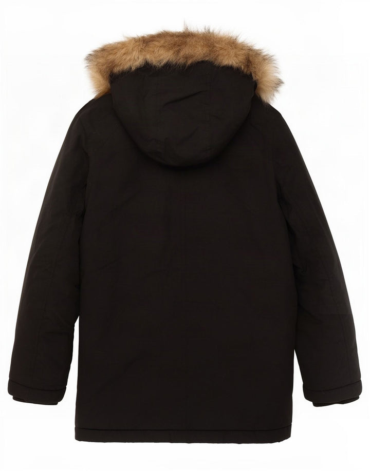 Lyle & Scott drenge hættejakke parka 7-8 år sort nylon