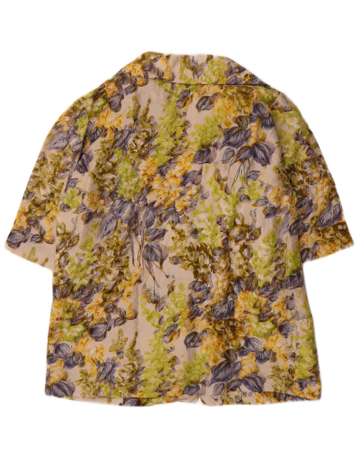 VINTAGE Dame 4-knaps blazerjakke UK 16 Stor flerfarvet blomster