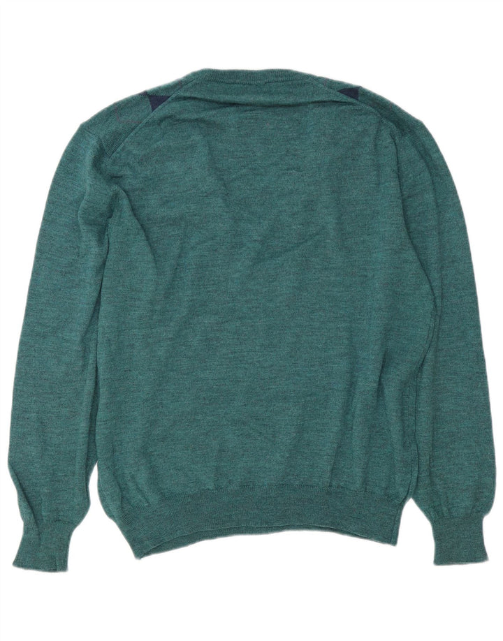 Mapier Herre V-hals sweater Medium Green Argyle/Diamond Wool
