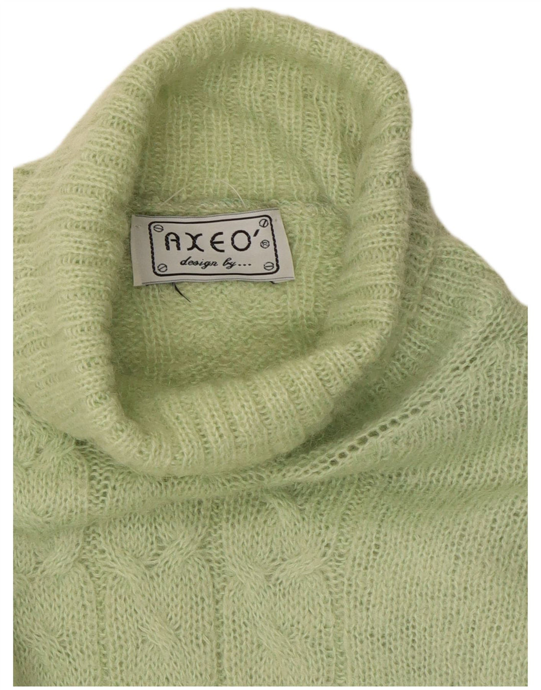 Vintage Dame Crop Roll Neck Jumper Sweater UK 14 Medium Green