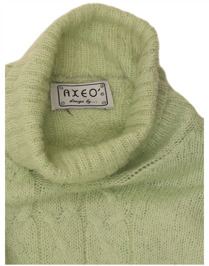 Vintage Dame Crop Roll Neck Jumper Sweater UK 14 Medium Green